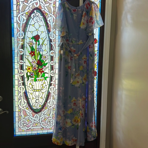 Adrianna Papell Floral Print Chiffon Gown - Picture 7 of 16